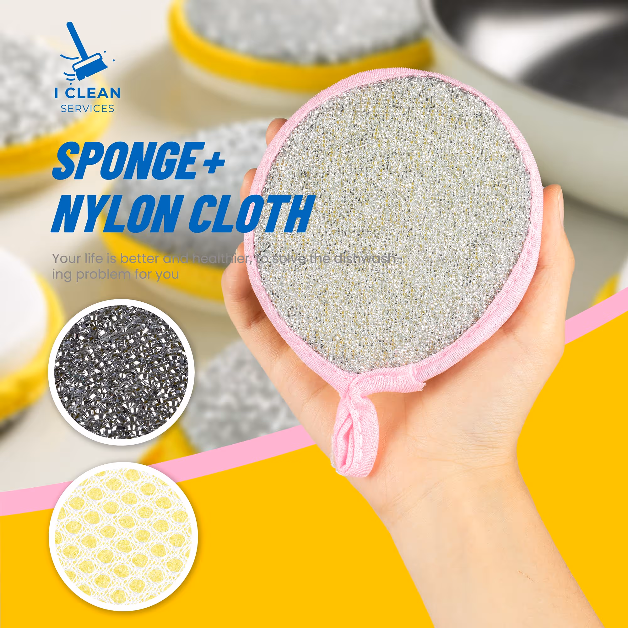 Double-sided Dishwashing Sponge